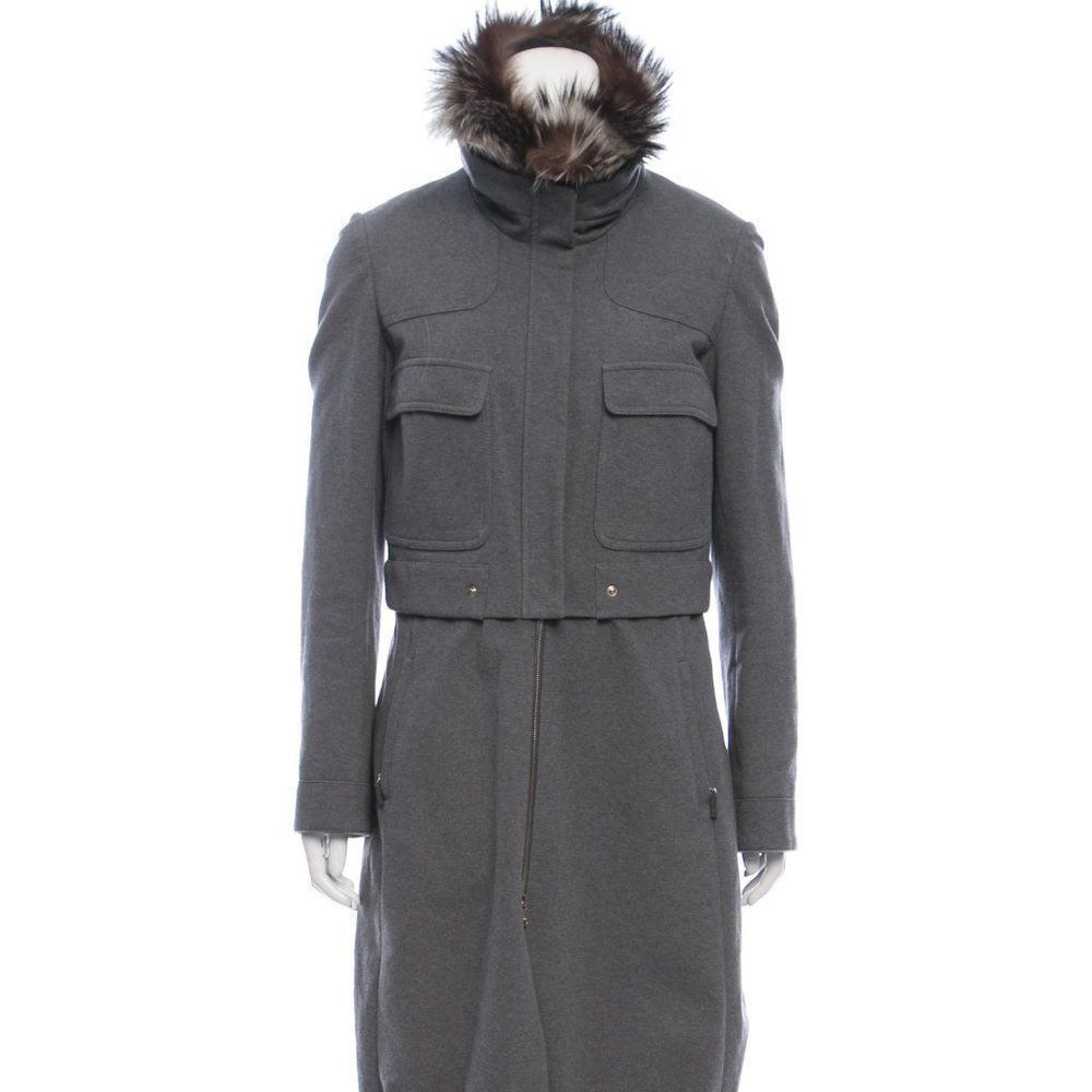 BRUNELLO CUCINELLI Fur-Trimmed Knee-Length Coat